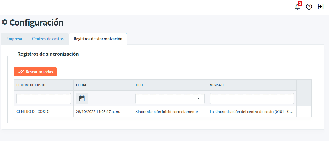 Registros de sincronización