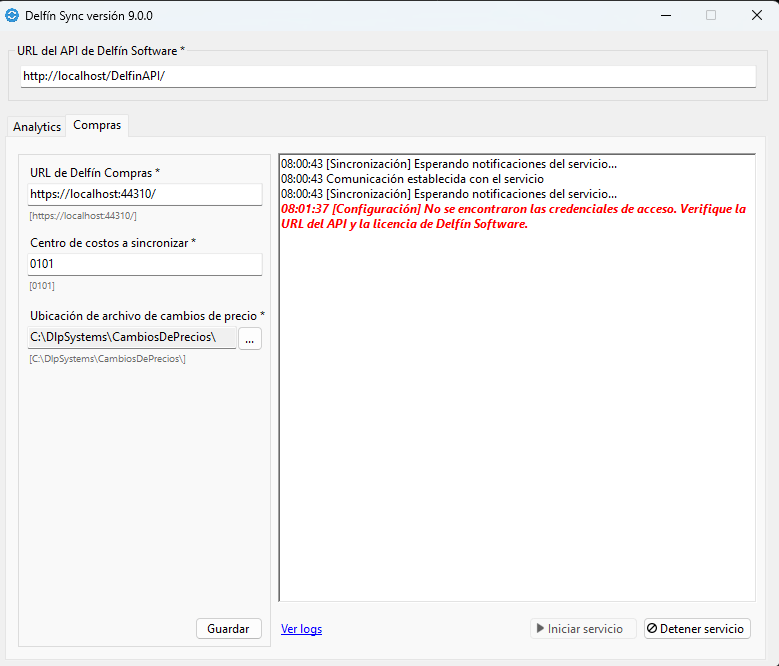 Error credenciales