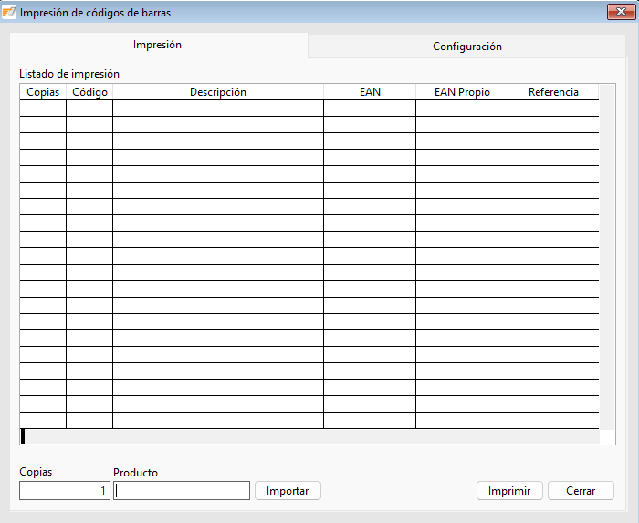 Impresión de códigos de barras