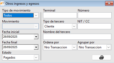 Otros ingresos y egresos