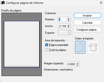 Propiedades del informe