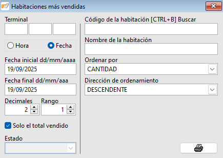 Ventas por habitaciones más vendidas