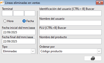 Líneas eliminadas en ventas