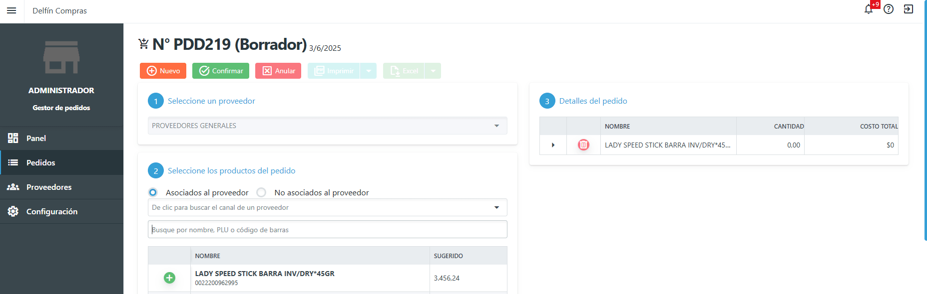 Seleccionar proveedor